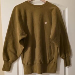 Vintage 90s Champion Reverse Weave Sweatshirt | Mustard Yellow | Made in USA | L